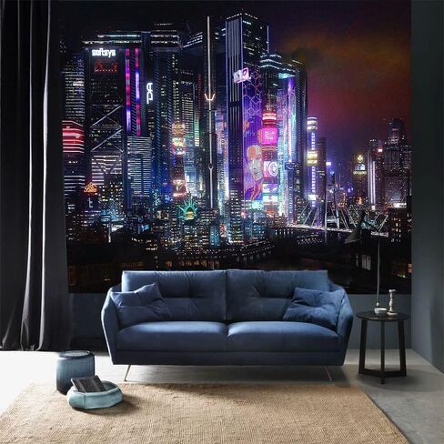 Ine Ive Punk Cityspace Tapestry Retro Neon Architecture Wall Decor City Skyline Wall Hanging Decorations Flannel Large Size 4060 Inches Tapestry for Home Living Room Dorm Bedroom In GTRLIE45 in Saudi Arabia