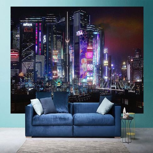 Ine Ive Punk Cityspace Tapestry Retro Neon Architecture Wall Decor City Skyline Wall Hanging Decorations Flannel Large Size 4060 Inches Tapestry for Home Living Room Dorm Bedroom In GTRLIE45 in Saudi Arabia
