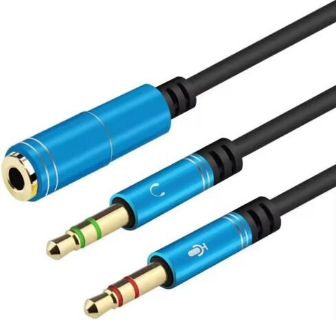 3.3 Feet Headphone Splitter Cable for Computer 3.5mm Female to 2 Dual 3.5mm Male Audio Splitter Cable Microphone Earphone Headset Speaker Audio Y Splitter Mic Cable to PC Laptop Adapter, Blue in Saudi Arabia