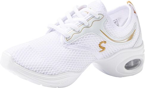 Linodes Women's Breathable Mesh Upper Jazz Dance Sneaker with Split Sole and Air Cushion Dance Multifunctional Walking Shoes Anti-Slip in Kuwait
