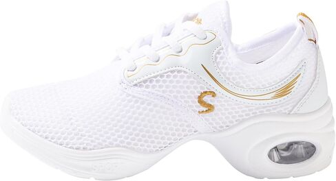 Linodes Women's Breathable Mesh Upper Jazz Dance Sneaker with Split Sole and Air Cushion Dance Multifunctional Walking Shoes Anti-Slip in Kuwait