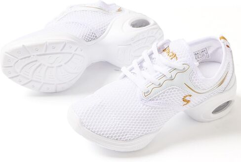 Linodes Women's Breathable Mesh Upper Jazz Dance Sneaker with Split Sole and Air Cushion Dance Multifunctional Walking Shoes Anti-Slip in Kuwait