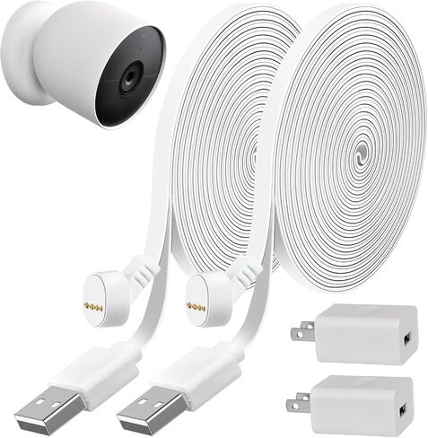 2pack 6m/20ft Power Extension Cable Compatible with Google Nest Cam (Battery), Weatherproof Continuously Charging Cable Power Your Nest Cam (Battery) in Saudi Arabia
