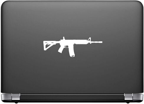 ملصق ناقل من الفينيل باللون الأبيض مقاس 6 بوصة AR-15 لبندقية هجومية للسيارة/الشاحنة/النافذة/الكمبيوتر المحمول (6 بوصة × 2 بوصة، أبيض) in Kuwait