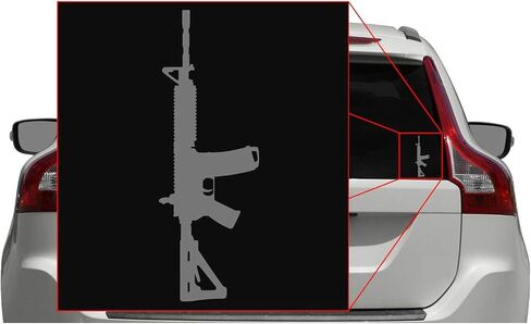 ملصق ناقل من الفينيل باللون الأبيض مقاس 6 بوصة AR-15 لبندقية هجومية للسيارة/الشاحنة/النافذة/الكمبيوتر المحمول (6 بوصة × 2 بوصة، أبيض) in Kuwait