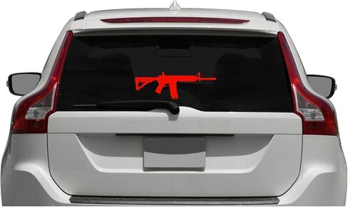 ملصق ناقل من الفينيل باللون الأبيض مقاس 6 بوصة AR-15 لبندقية هجومية للسيارة/الشاحنة/النافذة/الكمبيوتر المحمول (6 بوصة × 2 بوصة، أبيض) in Kuwait