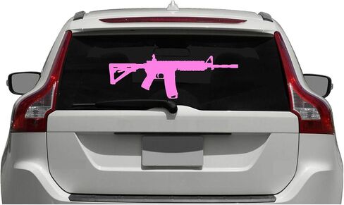 ملصق ناقل من الفينيل باللون الأبيض مقاس 6 بوصة AR-15 لبندقية هجومية للسيارة/الشاحنة/النافذة/الكمبيوتر المحمول (6 بوصة × 2 بوصة، أبيض) in Kuwait