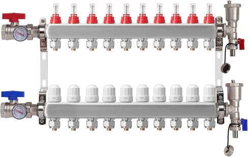 2-Branch Radiant Heat Manifold,Stainless Steel PEX Manifold with Compatible Outlets for Hydronic Radiant Floor Heating (1/2" Adapters included) in Kuwait