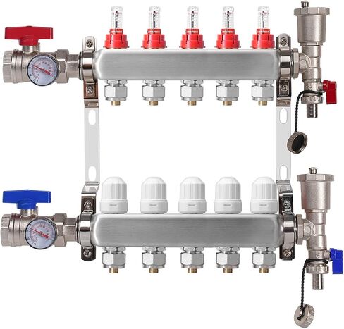 2-Branch Radiant Heat Manifold,Stainless Steel PEX Manifold with Compatible Outlets for Hydronic Radiant Floor Heating (1/2" Adapters included) in Kuwait
