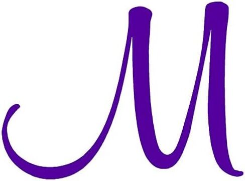Mural Cursive Font M Initial - Vinyl Decal Sticker - 5.1" x 3.75" - White in Saudi Arabia