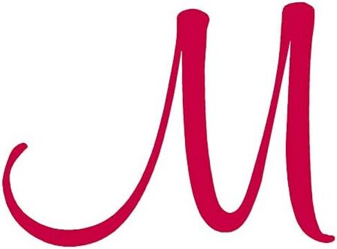 Mural Cursive Font M Initial - Vinyl Decal Sticker - 5.1" x 3.75" - White in Saudi Arabia