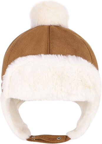 Kids Warm Earflap Hat Winter Suede Velvet Trapper Hat with Ear Flap Hat Baby Beanie Hat Toddler Thermal Cap Headwear in Saudi Arabia