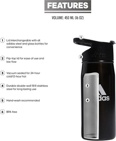 adidas Unisex 450 ML (16 oz) Metal Water Bottle Tumbler in Saudi Arabia