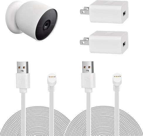 2pack 6m/20ft Power Extension Cable Compatible with Google Nest Cam (Battery), Weatherproof Continuously Charging Cable Power Your Nest Cam (Battery) in Saudi Arabia