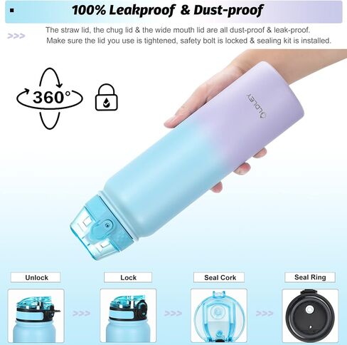 Oldley Insulated Water Bottle with Straw 32oz Stainless Steel Water Bottles with 3 lids Double-Wall Vacuum Thermal for Kids Adults School Sports,Pink-Blue in Saudi Arabia