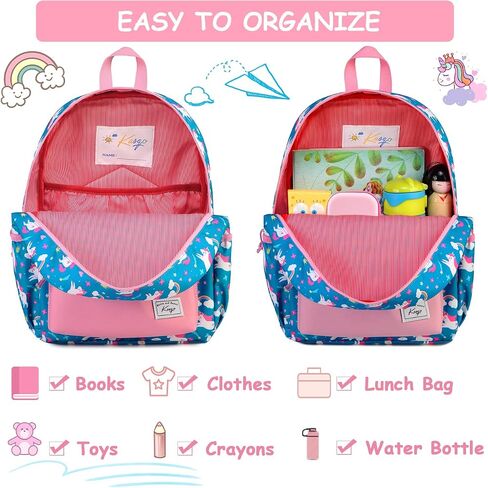 Kasqo Kids Backpack, Water Resistant Lightweight Preschool Toddler Bookbag with Chest Strap for Boys and Girls in Saudi Arabia