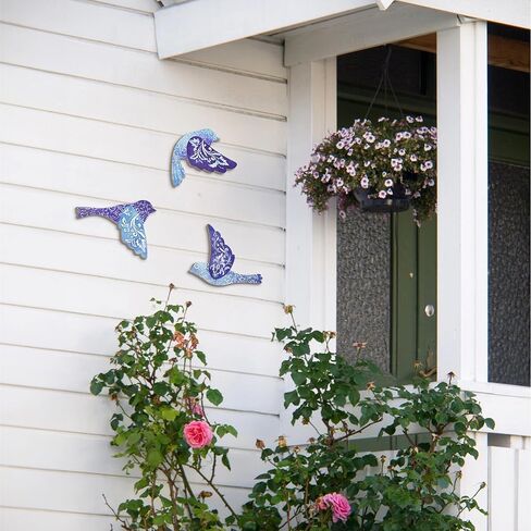 Putuo Decor 3pcs ديكور جدار الطائر الطنان، الخشب الطائر الطائر جدار الفن، ديكور الطيور السوداء للمنزل، ديكورات الطيور للمنزل، ديكور غرفة نوم قوطية لملصقات جدار الحيوانات المزرعة لمحبي الطيور in Kuwait