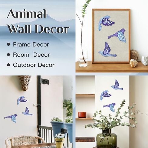 Putuo Decor 3pcs ديكور جدار الطائر الطنان، الخشب الطائر الطائر جدار الفن، ديكور الطيور السوداء للمنزل، ديكورات الطيور للمنزل، ديكور غرفة نوم قوطية لملصقات جدار الحيوانات المزرعة لمحبي الطيور in Kuwait