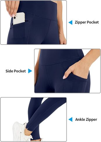 PERSIT Women's Fleece Lined Water Resistant Leggings High Waist Thermal Warm Winter Ankle Zip Yoga Pants with Pockets in Saudi Arabia