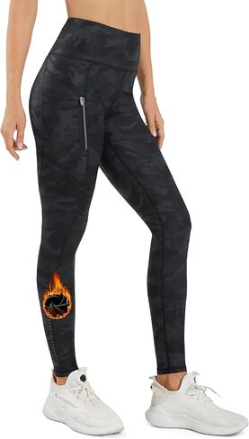 PERSIT Women's Fleece Lined Water Resistant Leggings High Waist Thermal Warm Winter Ankle Zip Yoga Pants with Pockets in Saudi Arabia