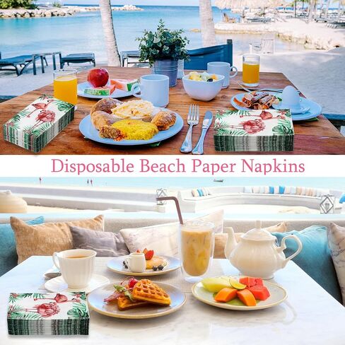 Seajan 200 Packs Summer Tropical Napkins Beach Napkins Hawaiian Disposable Paper Napkin Flamingo and Palm Leaf Tableware Dinner Napkin for Hawaiian Aloha Tiki Summer Party Supplies(Coconut Tree) in Saudi Arabia