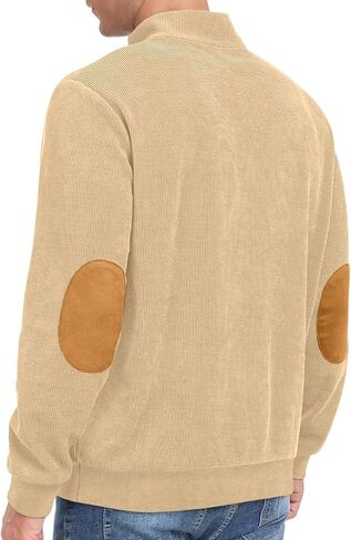 Men's Corduroy Sweatshirts,Casual Button Down Stand Collar long Sleeve Henley Pullover Sweatshirt in Saudi Arabia