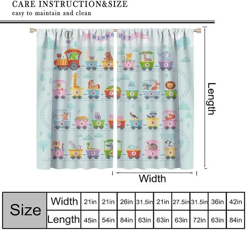 Alphabet ABC Curtains, Cartoon Animal Fruit Curtain Kids Educational Learning Alphabet Tool Window Treatments for Boys Girls Bedroom Living Room Classroom, 42x45in （No Blackout） in Saudi Arabia