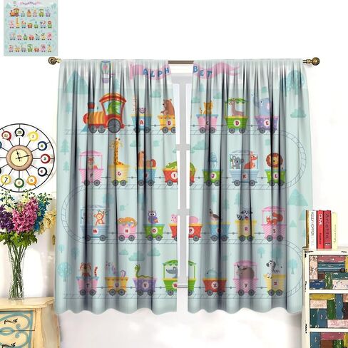Alphabet ABC Curtains, Cartoon Animal Fruit Curtain Kids Educational Learning Alphabet Tool Window Treatments for Boys Girls Bedroom Living Room Classroom, 42x45in （No Blackout） in Saudi Arabia