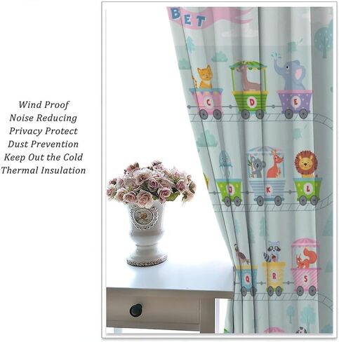 Alphabet ABC Curtains, Cartoon Animal Fruit Curtain Kids Educational Learning Alphabet Tool Window Treatments for Boys Girls Bedroom Living Room Classroom, 42x45in （No Blackout） in Saudi Arabia
