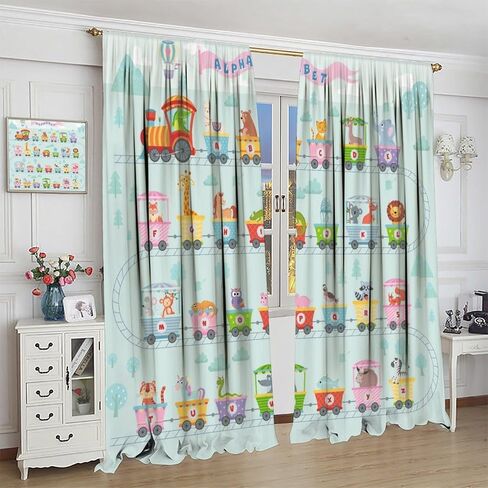 Alphabet ABC Curtains, Cartoon Animal Fruit Curtain Kids Educational Learning Alphabet Tool Window Treatments for Boys Girls Bedroom Living Room Classroom, 42x45in （No Blackout） in Saudi Arabia
