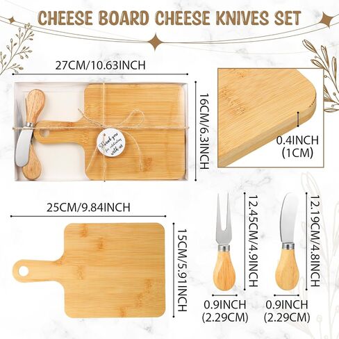 Nuogo 16 Set Bamboo Cheese Board Wedding Bridal Shower Party Favors Cheese Knives Set with Thank You Tags Wooden Cheese Board Gifts for Guests Valentine's Day Bridal Birthday Party(Apple) in Saudi Arabia