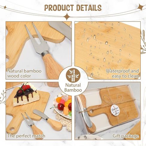 Nuogo 16 Set Bamboo Cheese Board Wedding Bridal Shower Party Favors Cheese Knives Set with Thank You Tags Wooden Cheese Board Gifts for Guests Valentine's Day Bridal Birthday Party(Apple) in Saudi Arabia