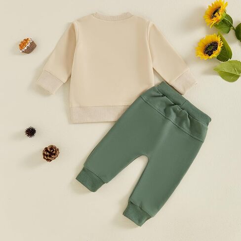 Toddler Boys Fall Outfits Farm Truck Letter Print Long Sleeve Crew Neck Sweatshirts Pocket Pants 2Pcs Clothes Set in Saudi Arabia