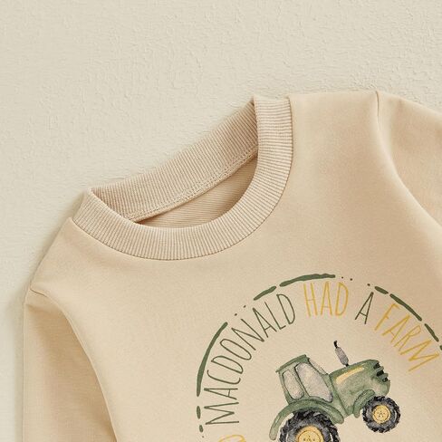 Toddler Boys Fall Outfits Farm Truck Letter Print Long Sleeve Crew Neck Sweatshirts Pocket Pants 2Pcs Clothes Set in Saudi Arabia