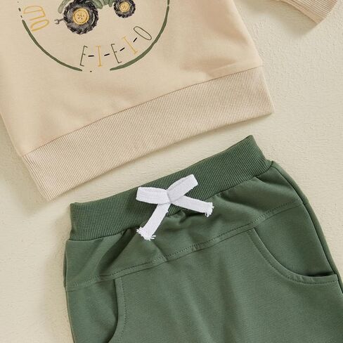 Toddler Boys Fall Outfits Farm Truck Letter Print Long Sleeve Crew Neck Sweatshirts Pocket Pants 2Pcs Clothes Set in Saudi Arabia