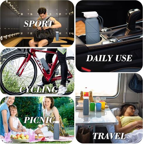 600ml Collapsible Travel Water Bottle - Lightweight and Folding Food-Grade BPA-Free Silicone Water Bottle for Sports, Camping and Hiking (Grey) in Saudi Arabia