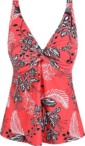 Firpearl Women's Underwire Tankini Top Only Twist V Neck Swimsuits Flowy Loose Fit Bathing Suit Tops in Saudi Arabia