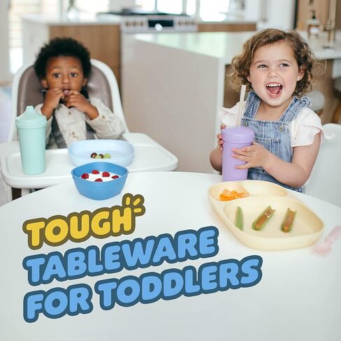 Kid’s Dinnerware Set - 15 Pieces - 3 Place Settings - Tough Tableware for Toddlers - Made in the USA - Dishwasher and Microwave Safe - BPA Free and Shatter Resistant (Pastel) in Saudi Arabia