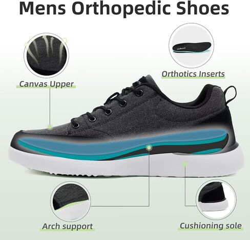 OrthoComfoot Men's Orthopedic Walking Shoes with Arch Support: Comfortable Cushioned Shoes for Plantar Fasciitis Relief, Breathable Orthotic Fashion Sneakers for Foot and Heel Pain in Saudi Arabia