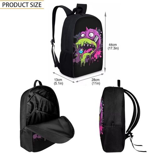 Bulopur 3 Pcs Funny Skull Skeleton Print School Bag Set, Kids Backpack Laptop Bookbags Insulated Lunch Bag Pencil Case Organizer for Middle School in Kuwait