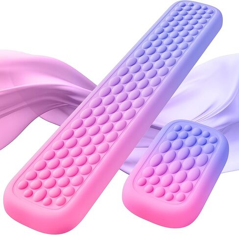 مسند معصم للوحة المفاتيح من Lekvey، مسند معصم حريري من إسفنج الذاكرة للوحة مفاتيح الكمبيوتر والماوس وتصميم تدليك مريح لكتابة تخفيف الألم، وسادات مكتب تدعم اليد والذراع، مقاومة للبقع، وردي أرجواني in Kuwait