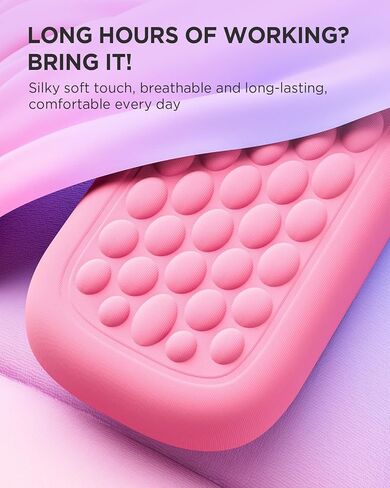 مسند معصم للوحة المفاتيح من Lekvey، مسند معصم حريري من إسفنج الذاكرة للوحة مفاتيح الكمبيوتر والماوس وتصميم تدليك مريح لكتابة تخفيف الألم، وسادات مكتب تدعم اليد والذراع، مقاومة للبقع، وردي أرجواني in Kuwait