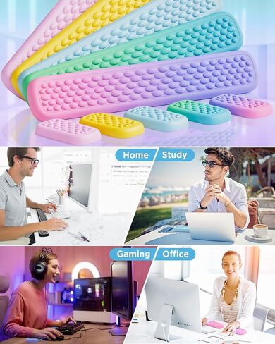 مسند معصم للوحة المفاتيح من Lekvey، مسند معصم حريري من إسفنج الذاكرة للوحة مفاتيح الكمبيوتر والماوس وتصميم تدليك مريح لكتابة تخفيف الألم، وسادات مكتب تدعم اليد والذراع، مقاومة للبقع، وردي أرجواني in Kuwait