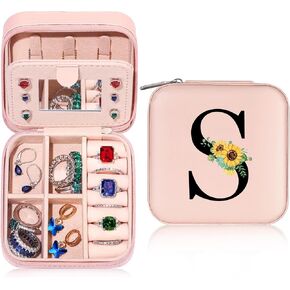 Parima Travel Jewelry Case for Girls Gifts - Initial Travel Jewelry Box for Girls, Teenage Girl Gifts | Personalized Small Jewelry Travel Case | Birthday Gifts for Girls Jewelry Box - Letter L, Pink