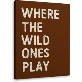 WODMIS Play Room Wall Decor,Kids Where The Wild Ones Play Framed Canvas Wall Art Decor 11×14,Play Sign,Colorful Play Room Art Painting Artwork Wall Playroom Nursery Toddler Kids Room Decoration Prints Decor (cream-coloured, 11x14)