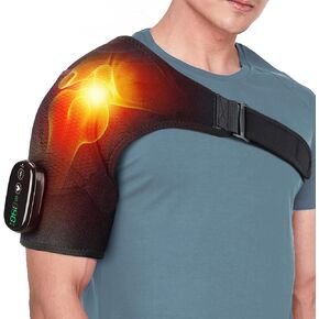 DeMoce Cordless Heated Shoulder Wrap, Shoulder Heating Pad with Vibration, Heating/Massage Shoulder Brace Vibration Shoulder Strap
