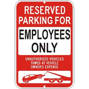2 Pack Reserved Parking For Employees Only Sign, 18" x 12" Unauthorized Vehicles Towed Sign| Reflective Rust/Fade-Free Metal Warning Sign for Private Property, Parking Lots, Home Driveways