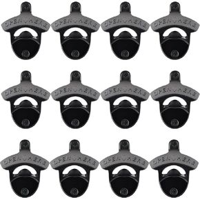 Beer Bottle Opener Wall Mounted, Stainless Mountable Bottle Top Opener Post Mounted Outdoor with Black White OPEN HERE