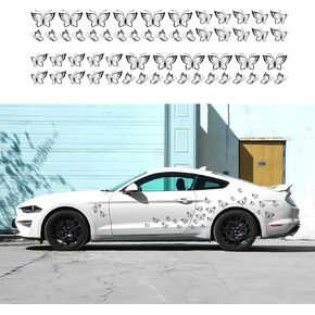 (56PCS) Butterfly Graphic Car Sticker Waterproof Decoration Car Side Door Hood Bumper for car Truck SUV Window Laptop Kitchen Wall Vinyl Decal Sticker Accessories (White)