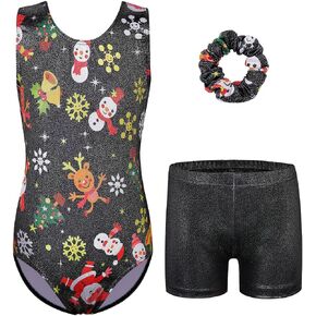 BAOHULU Gymnastics Leotards for Girls Shiny BlueSnowflake One Piece Dance Outfit with Tumbling Shorts Bottom in Saudi Arabia